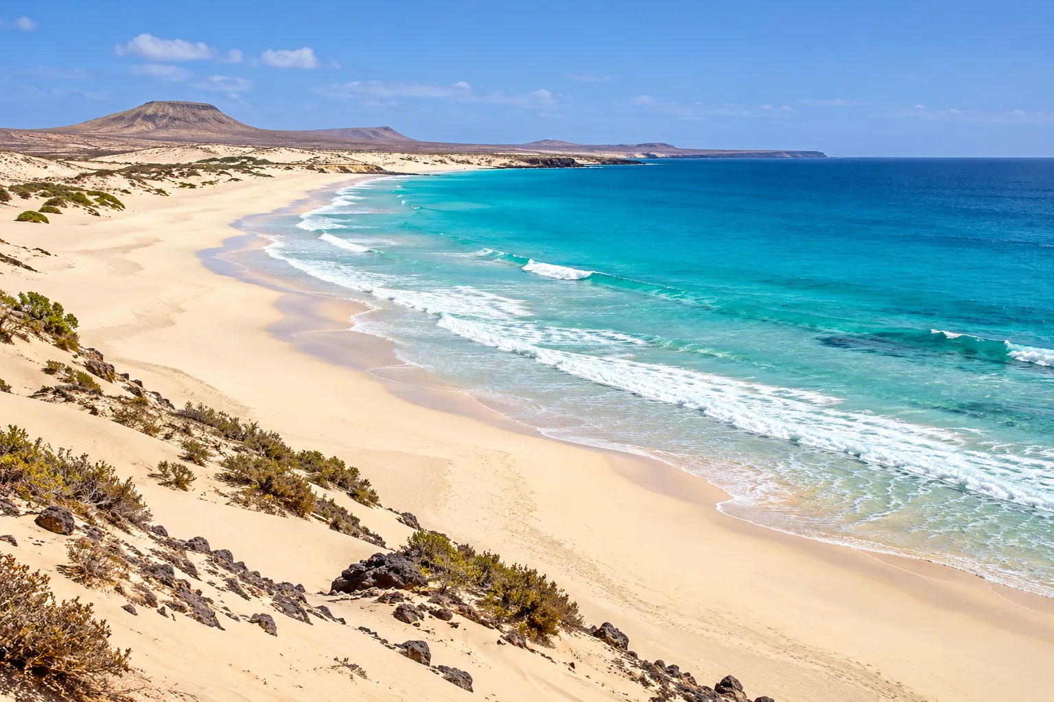 Praia de Chaves, com areia branca e mar turquesa